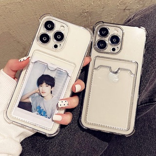 Capa de telefone transparente à prova de choque com suporte de cartão case capinha capa para iPhone15 14 13 Pro Max 11 12 Pro Max XR X XS Max 7 8 Plus SE 2020