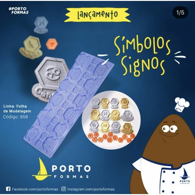 1 ~5 Forma Placa Textura e Modelagem (3 partes) Para Chocolate SÍMBOLOS SIGNOS – CÓD P858. em Oferta na Shopee