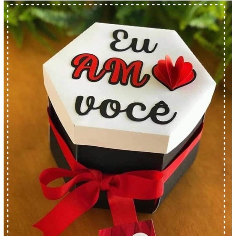 Caixa Explosão Dia dos Namorados para Mini Bolo Presente Romântica Decorativa - Eu Amo Voc...