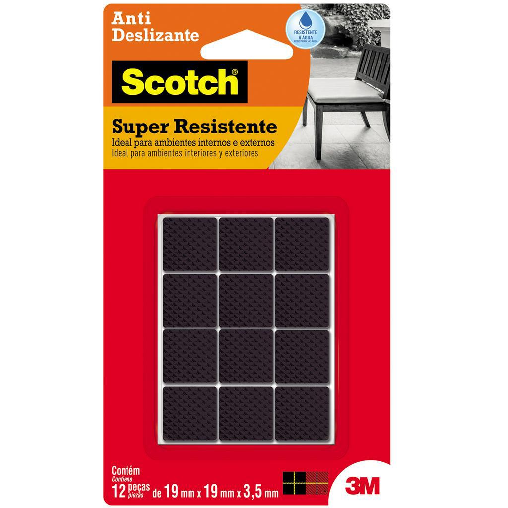 Protetor Antideslizante 3M Scotch 12 Peças Quadrado Pequeno Preto Não Risca
