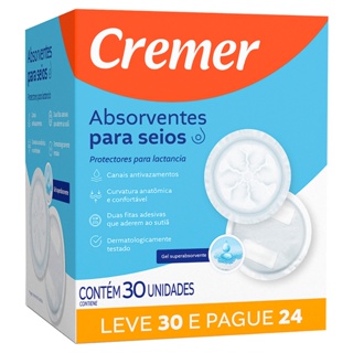 Absorvente para seios cremer leve 30 pague 24 un em Oferta na Shopee