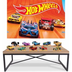 Kit Festa Hot Wheels - 8 De Mesa + Painel Decorativo