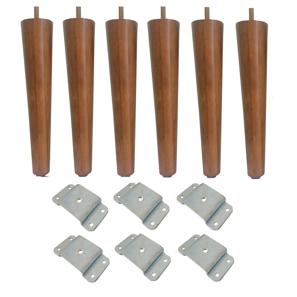 Kit Jogo 6 Pés Palito de 30cm Perna Para Móveis + 6 Chapinha  + Parafuso- JTHOME em Oferta na Shopee