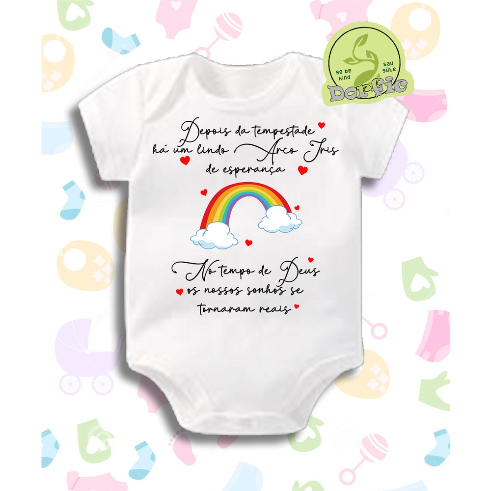 Bory Roupinha Infantil Body bebê Personalizado Arco-íris Frases | Shopee  Brasil