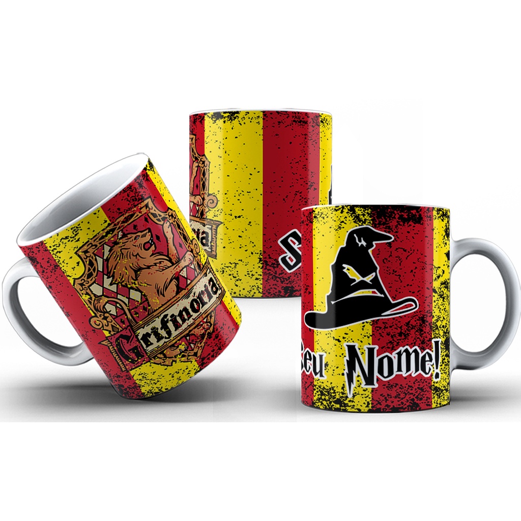 Caneca Harry Potter Casas Personalizada Com Nome - Escolha Sua Casa