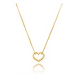 Colar Feminino Amoeto Coração Vazado Semijoia Banho Ouro 18k