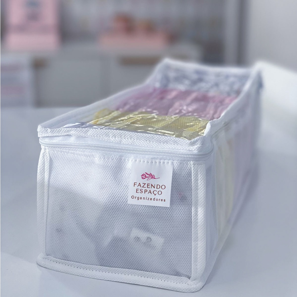 Colmeia Organizadora P EXTRA - TNT Branco c/ Tampa - Medidas:  L16cm X C40cm X A10cm - 12 Divisórias