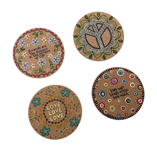 Kit 4 Porta Copos em Cortiça Suporte Descanso de Mesa Bolacha para Taça Xicara Copo Redondo em Oferta na Shopee