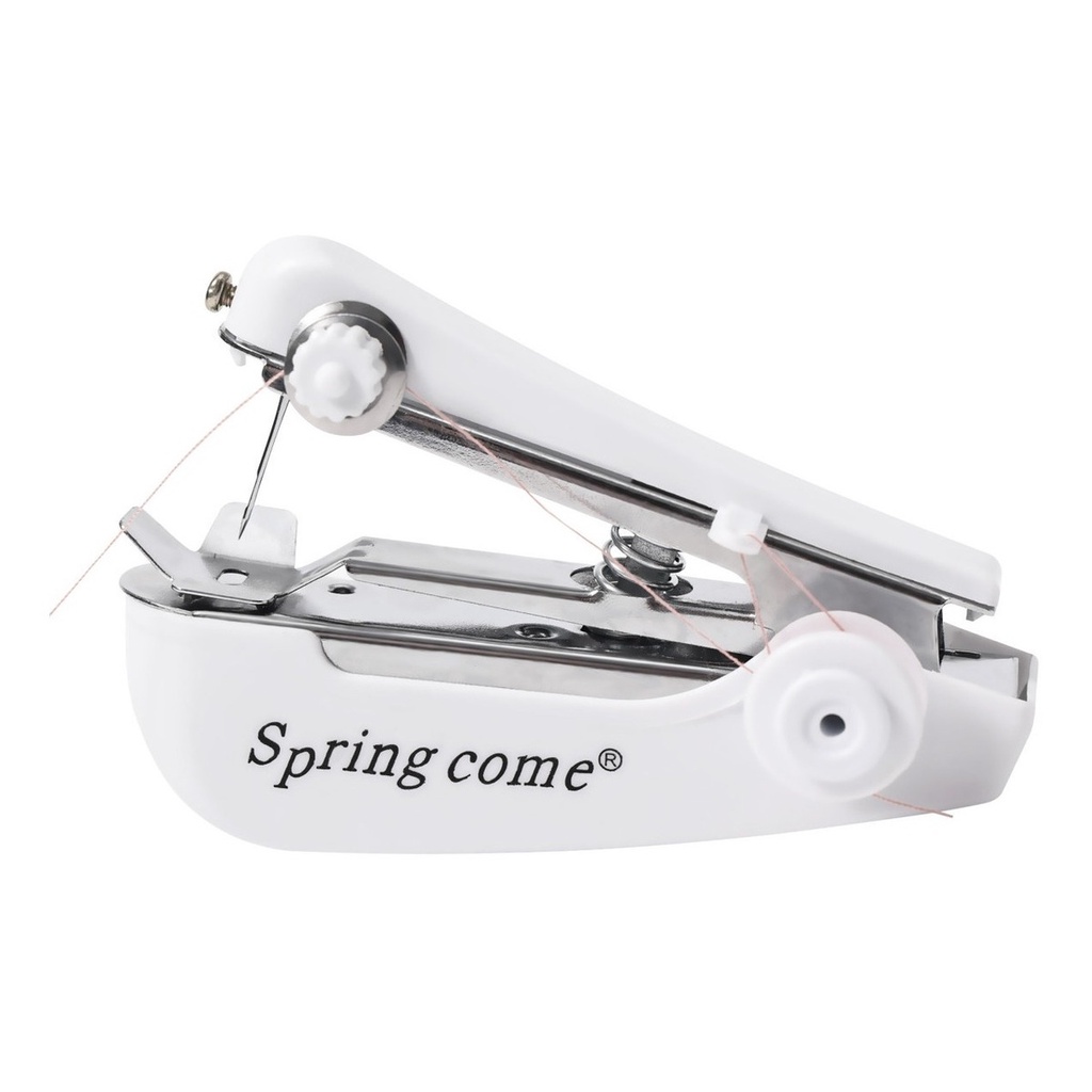 Mini Máquina De Costura Manual Portátil De Mão Para Tecidos Sem Fio + Linha + Passador de Linha