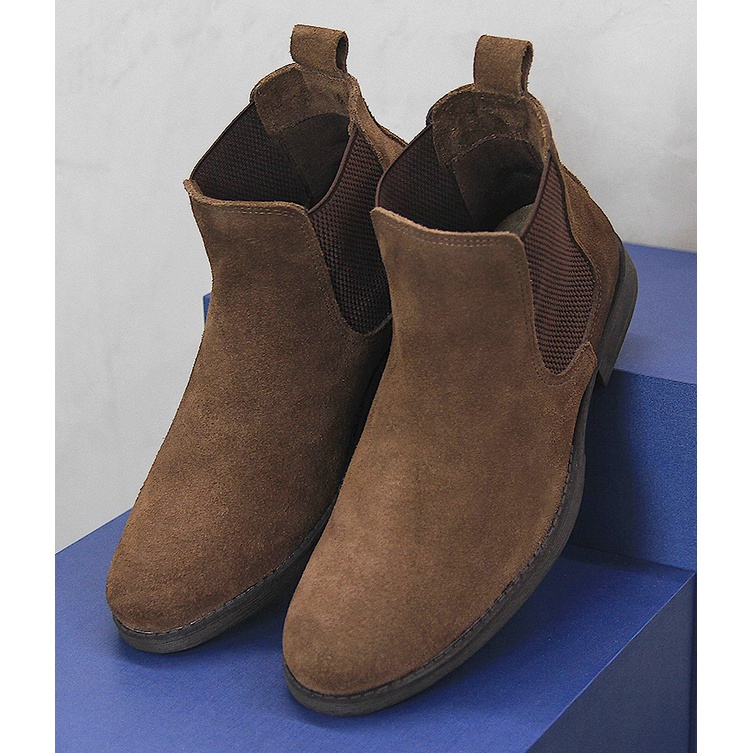 Botina Chelsea Marrom Casual Masculina Couro Legítimo Nobuck Costurada Alta Qualidade em Oferta na Shopee