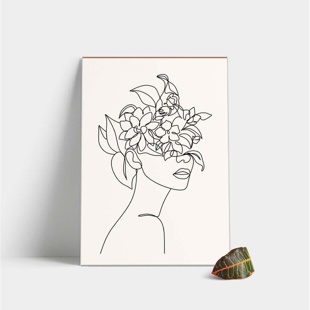 Quadros Decorativo Fine Line Teen Desenho Contorno Mulher Planta A3 | 30 x  40cm | Shopee Brasil