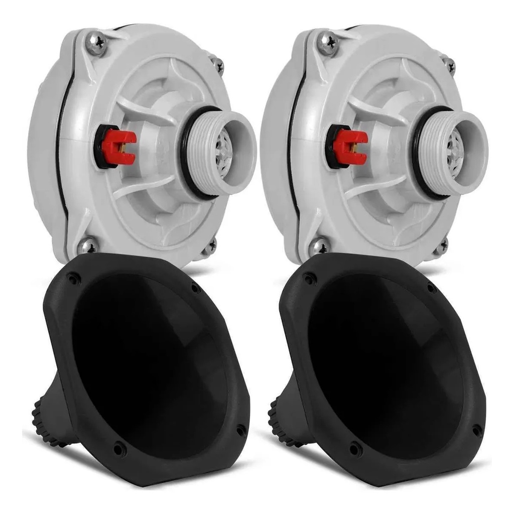Kit Com 2 Driver D250X Musicall 200W 2 Corneta Curta 2 Capacitor Para Som Automotivo Caixa Trio Profissional Residencial