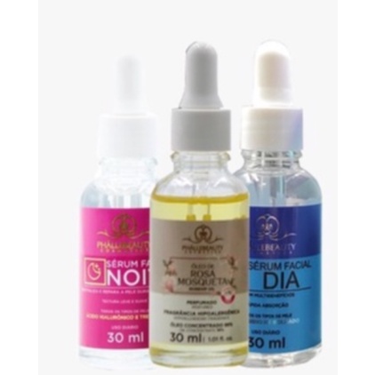 Kit Séruns Dia/Noite e Óleo Rosa Mosqueta PhálleBeauty em Oferta na Shopee