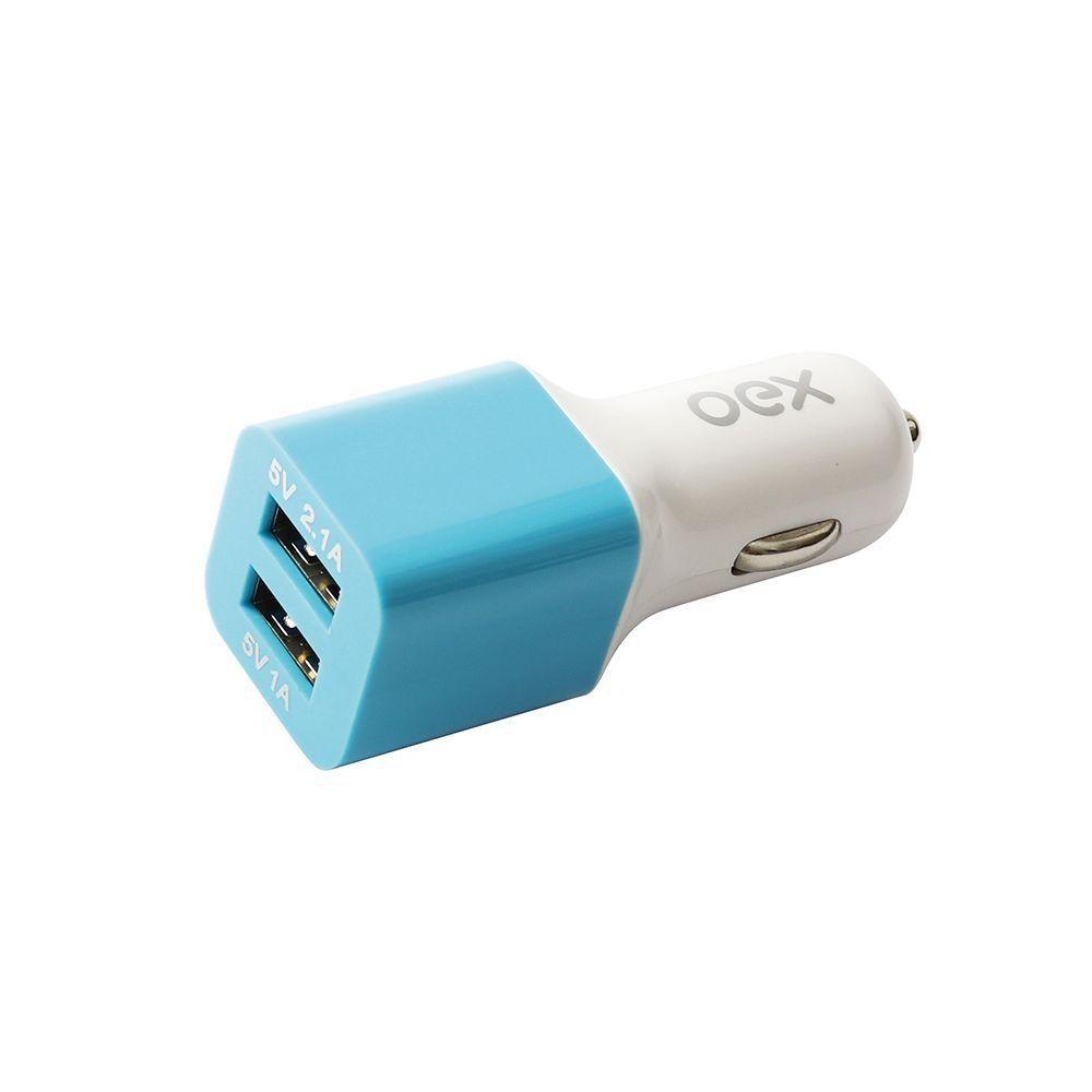 Carregador Automotivo Com Duas Entradas Usb Cg101 Azul