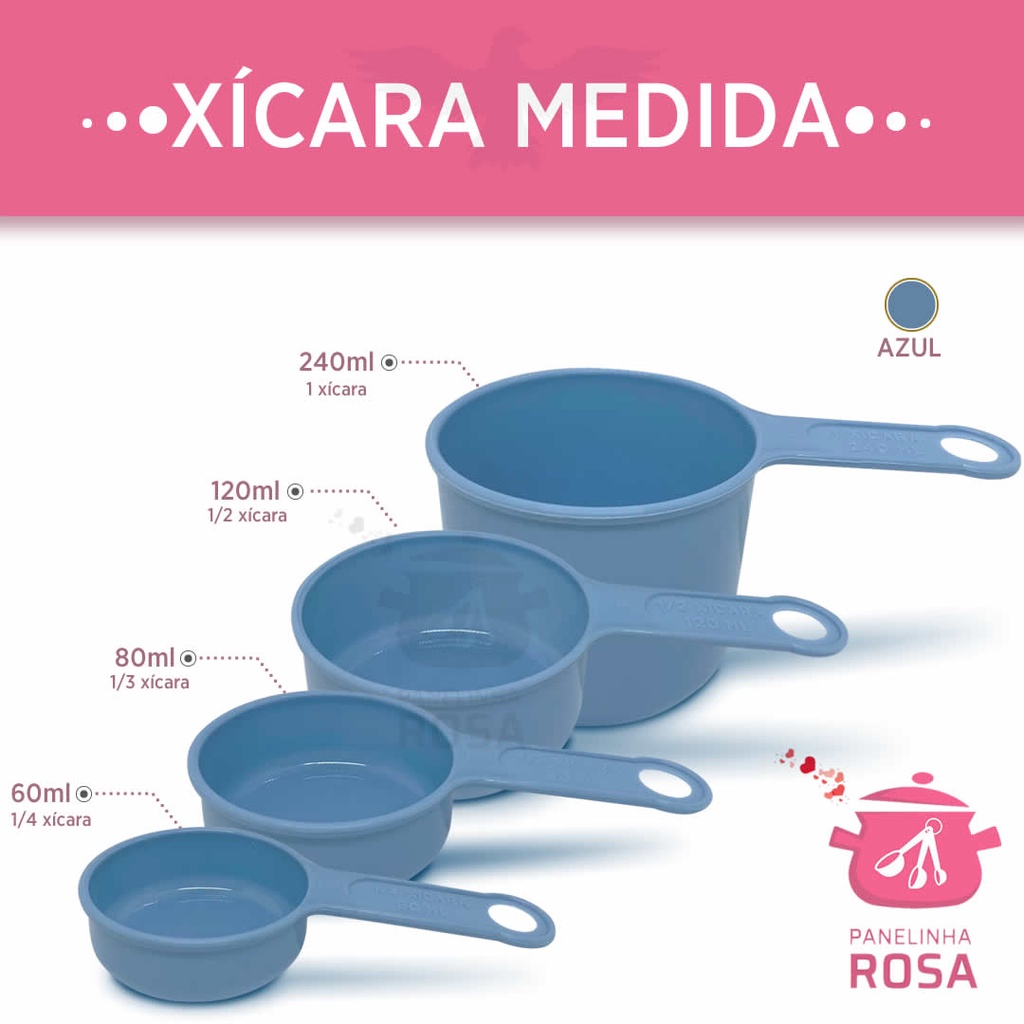 Xicara medida azul para a sua cozinha