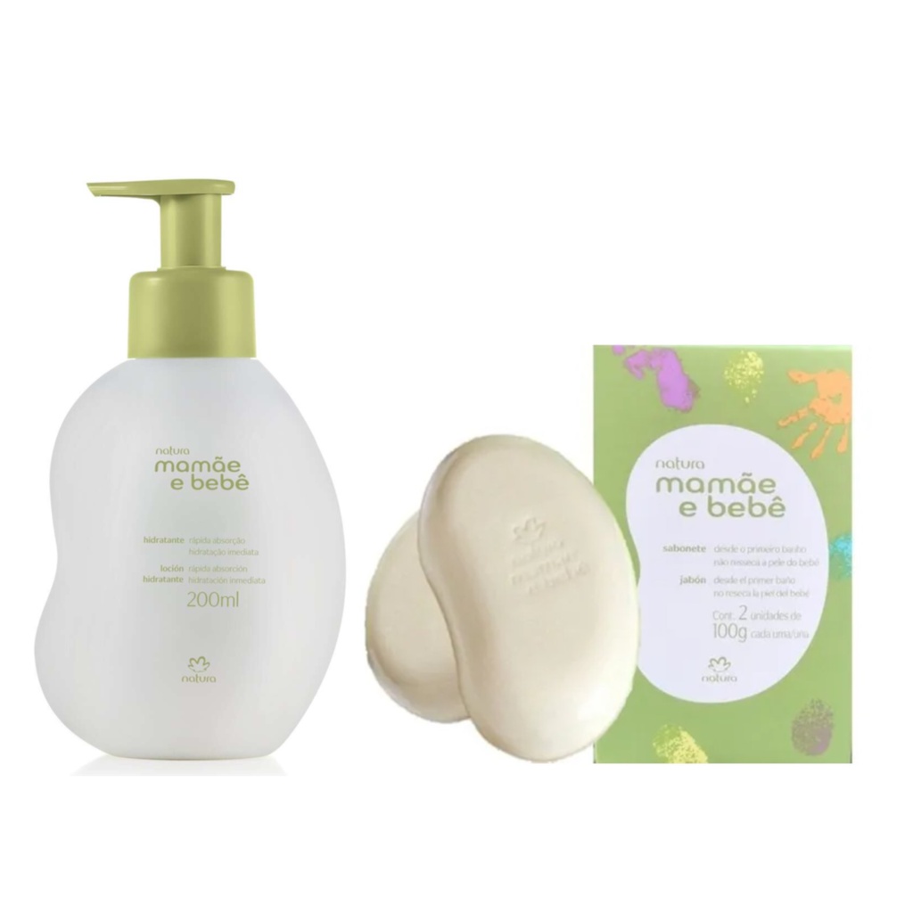 Kit Natura Mamãe Bebê Loção Hidratante 200 ml + Caixa de Sabonetes Com 2  Unidades de 100g Cada | Shopee Brasil