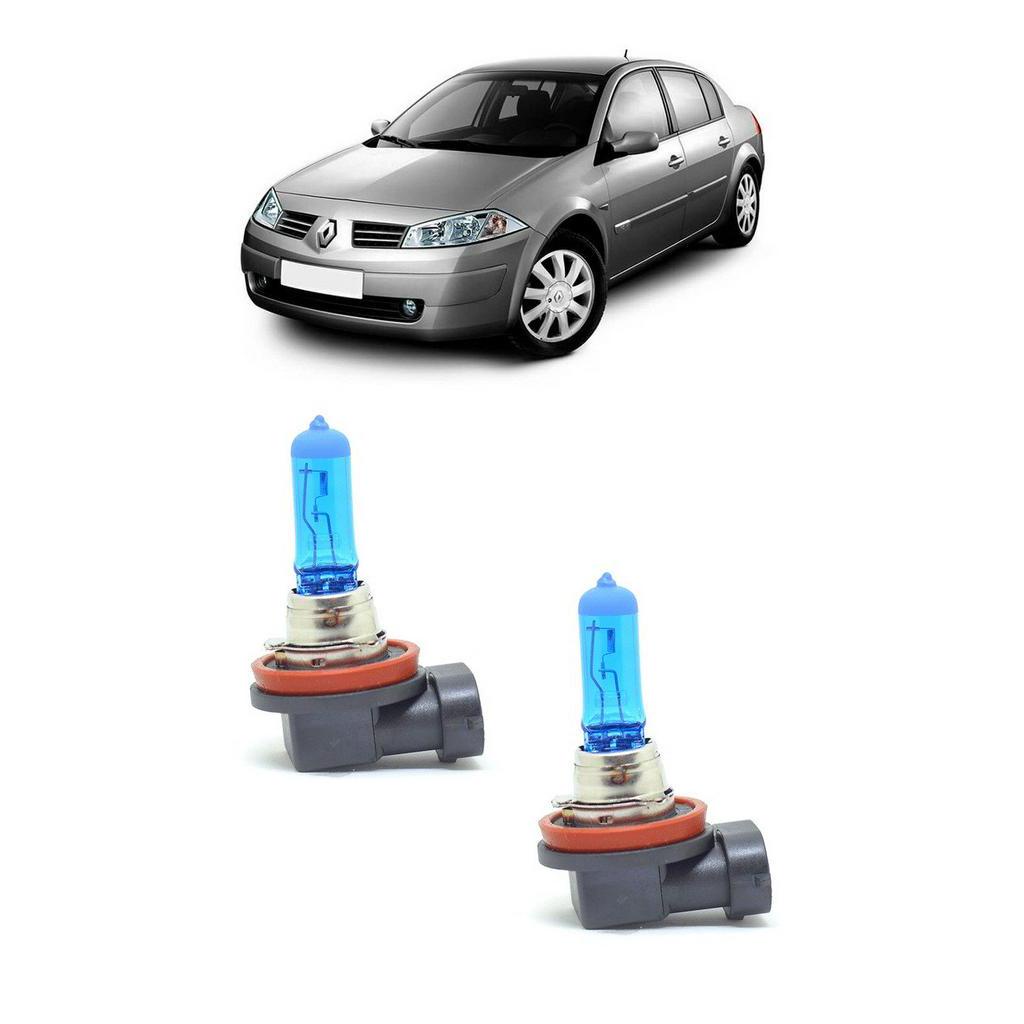 Par Lampada Super Branca Farol de Milha Megane 2006 2007 2008 2009 2010 2011 8500K H11 12v/55w