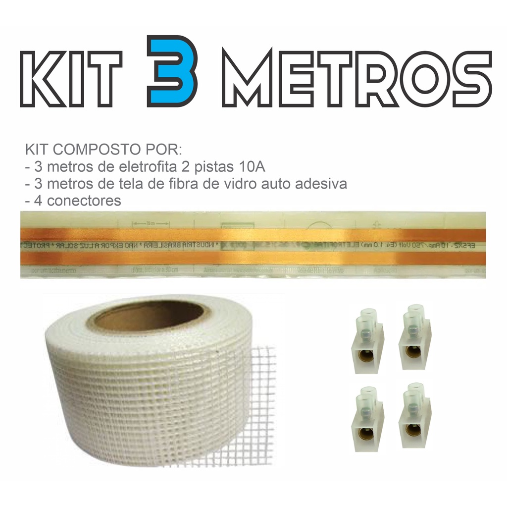 KIT ELETROFITA 2 PISTAS 10A - 3 metros + 4 conectores