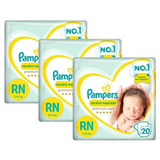Kit Fralda Pampers Premium Care Recém Nascido com 60 unidades - 3 à 6 Kg em Oferta na Shopee