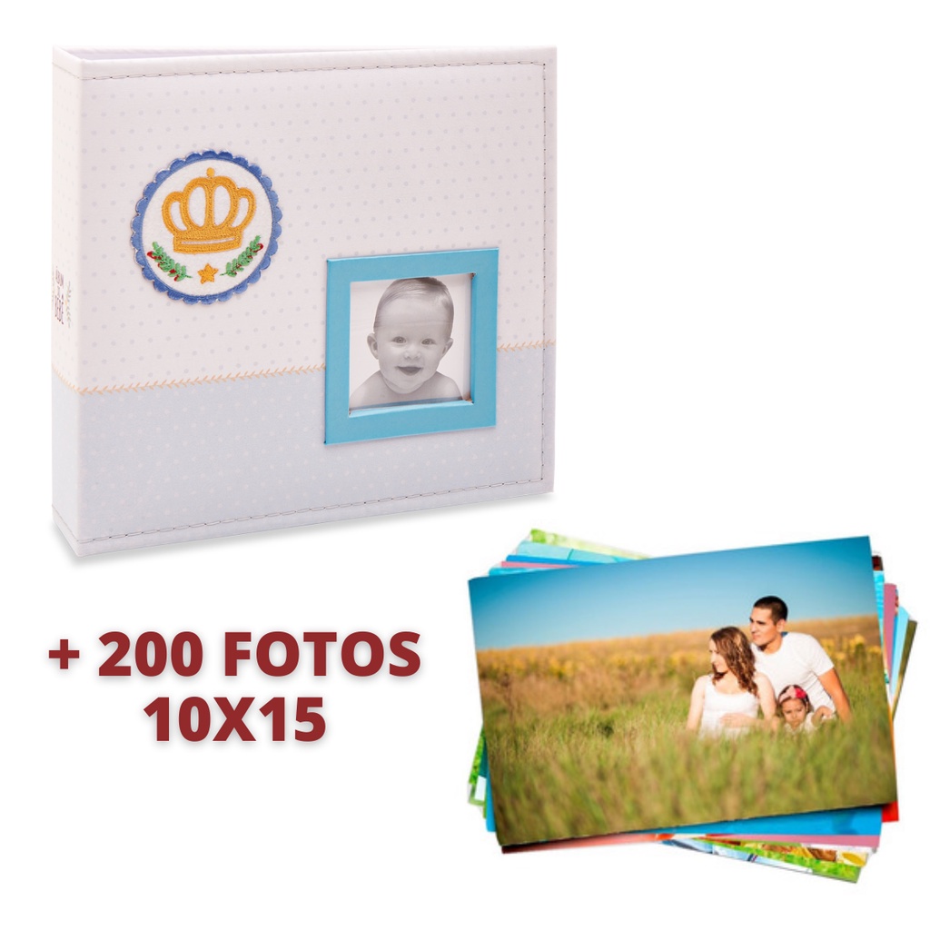 ÁLBUM DE 200 FOTOS PARA BEBES + 200 FOTO 10X15 REVELADAS 822