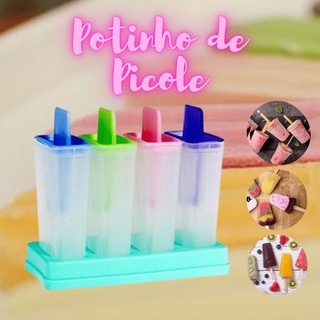 Forma de Picolé e Sorvetinho Divertido Diversos Sabores 4 Forminhas