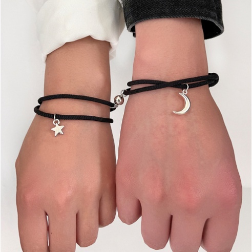 2 Pcs Casal Pulseira Ímã Atraente Cada Outros Personalidade Criativa Tecido Pulseiras Para Melhor Amigo Ajustável Pulso Cordas Da Amizade Jóias Presente Do Amante