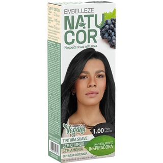 Tinta de cabelo natucor naturalmente inspiradora uva preta preto intenso 1.00 kit completo