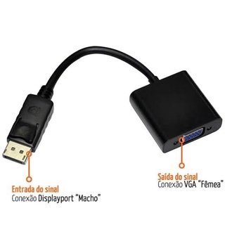 Cabo Conversor Displayport macho \ vga femea Vídeo Para Dell Hp