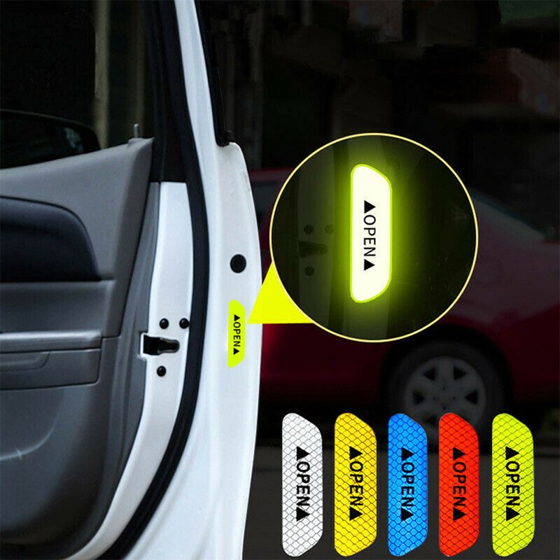 4 Pcs Carro Aberto Fita Reflexiva Aviso Mark Aberta Acessórios Da Bicicleta Exterior Porta Do Adesivos DIY