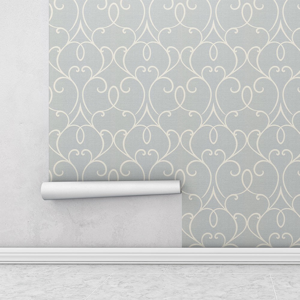 Papel de parede fundo simulando jeans com detalhes arabescos na cor nude Para Sala e Quarto em Oferta na Shopee