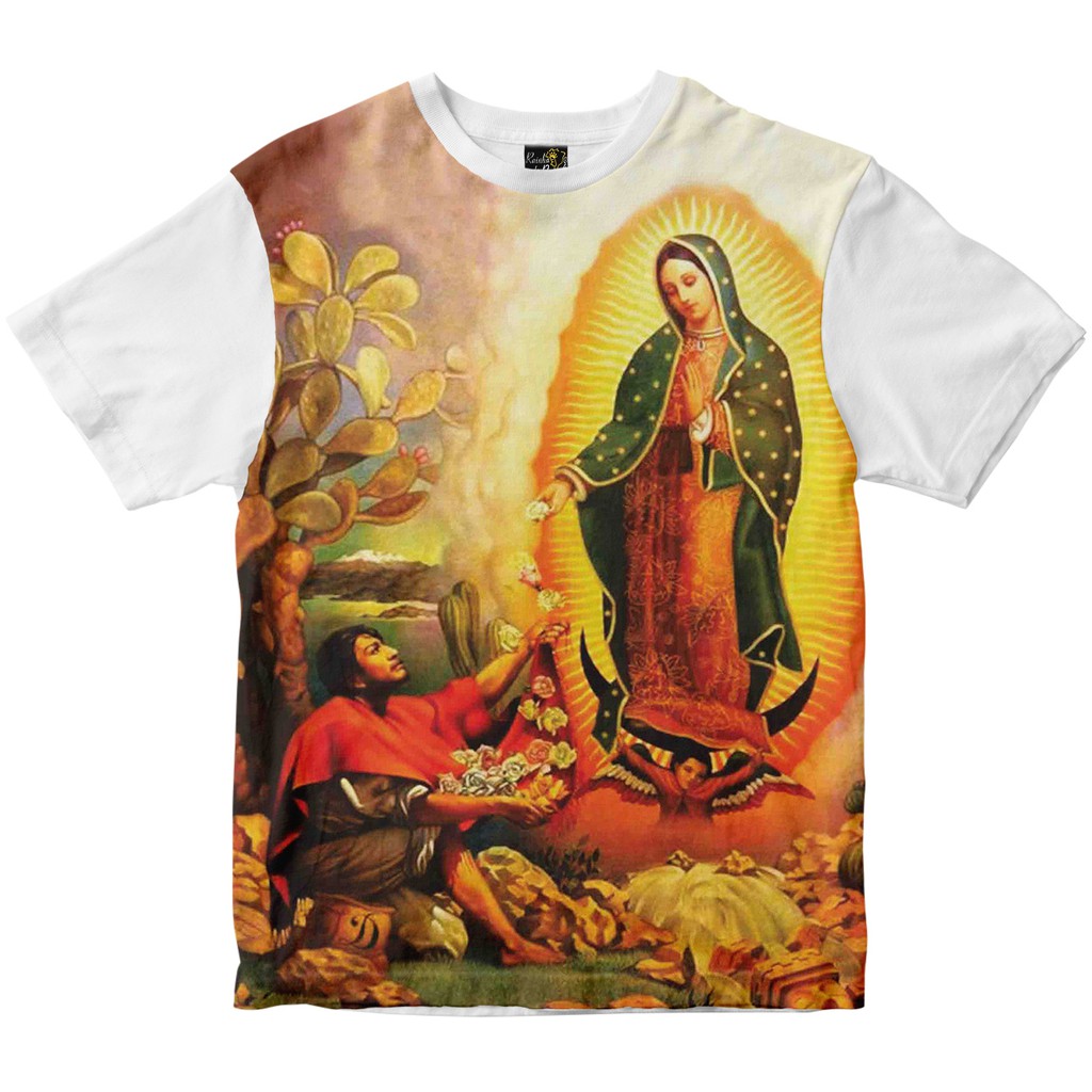 Camiseta Religiosa Católica N Senhora de Guadalupe Rainha do Brasil Branco