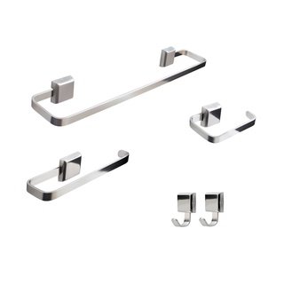 Kit De Acessórios Para Banheiro 5 Peças Luxo Com 2 Cabides Inóx