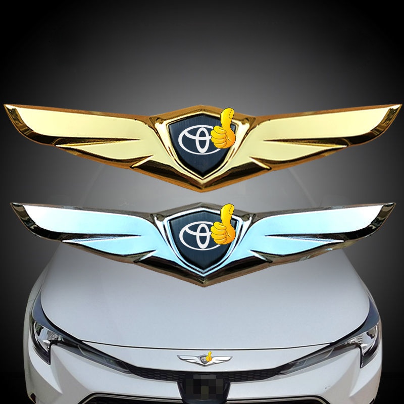 Para Toyota Car Frente Capa Ornamentos Capô Do Metal Decoração Logotipo Asas De Anjo Adesivos fit Hilux Yaris Corolla Cross HiAce Alphard Camry Vios C-HR Acessórios