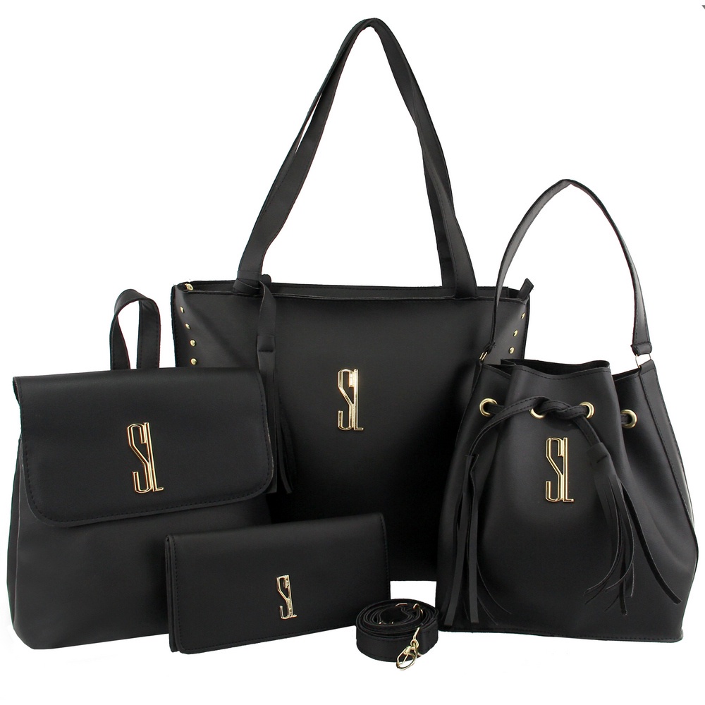 Bolsa feminina SL preta kit com 4 bolsas lindas na promoção /////promoção relampago da semana/////