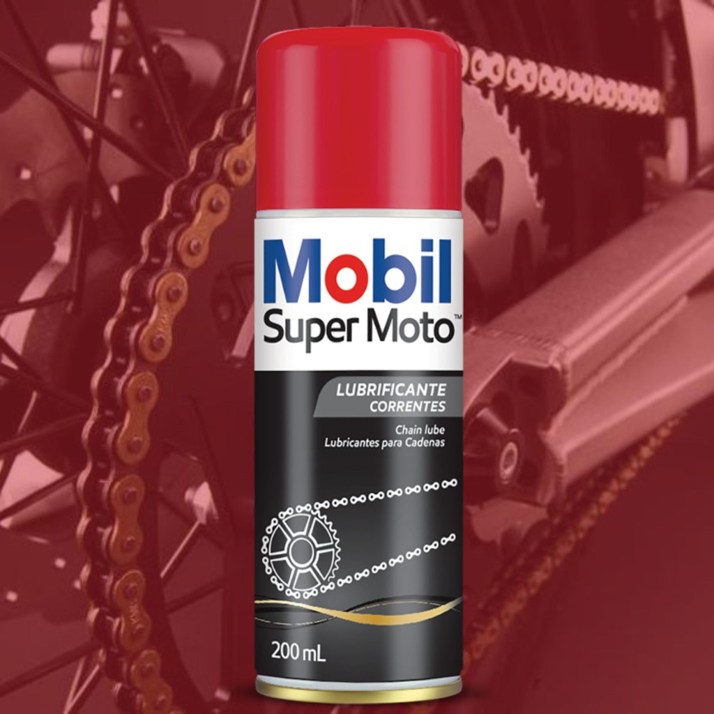 Óleo Lubrificante Corrente Transmissão Moto, Bicicleta, Kart - MOBIL 200ML SPRAY Chain Lube