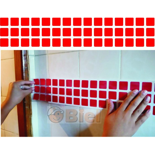 20 Unidades Adesivo Pastilhas  Azulejos Parede Faixa Tripla