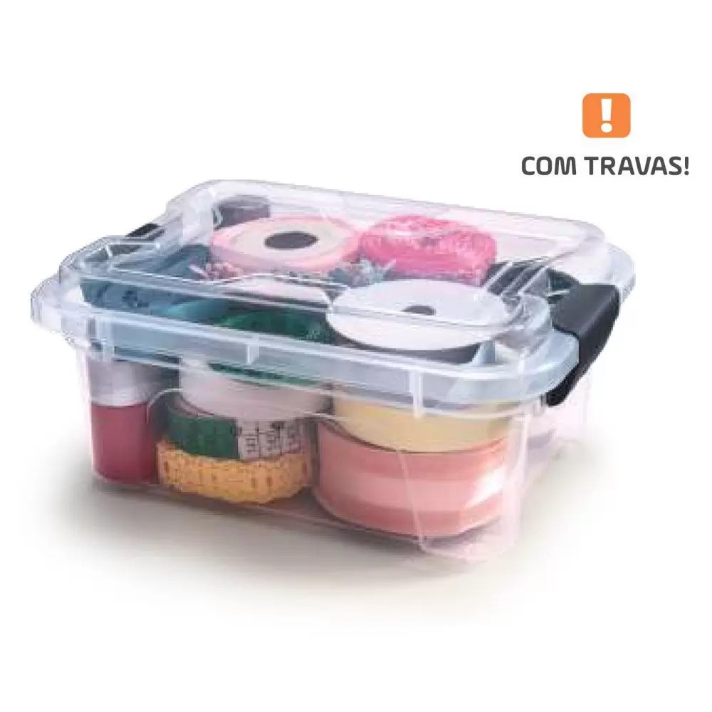 Caixa Organizadora Multiuso 3 Litros com Travas - Usual Utilidades