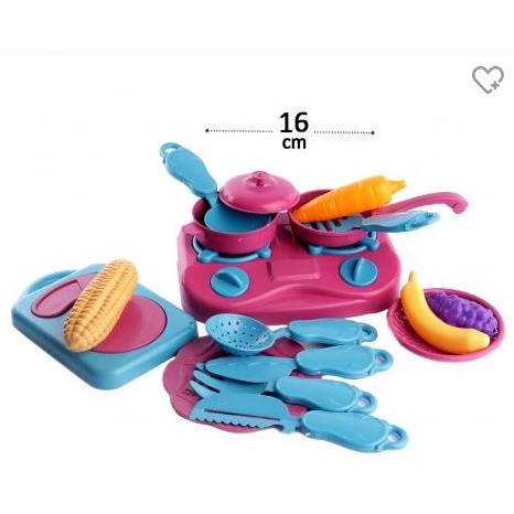 Kit Cozinha Infantil Panelinha Fogãozinho e Talheres Frutas e Talheres Brinquedo Chef de Cozinha Comidinha 17 peças