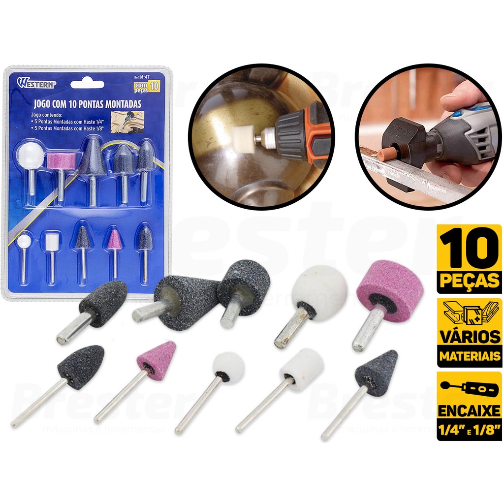 Jogo Ponta P/ Retifica Dremel Retoques Acabamento Polimento Western M-47 - Home & Living