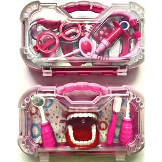 Conjunto Rosa Maleta Medica E Dentista Infantil Mini Doutor