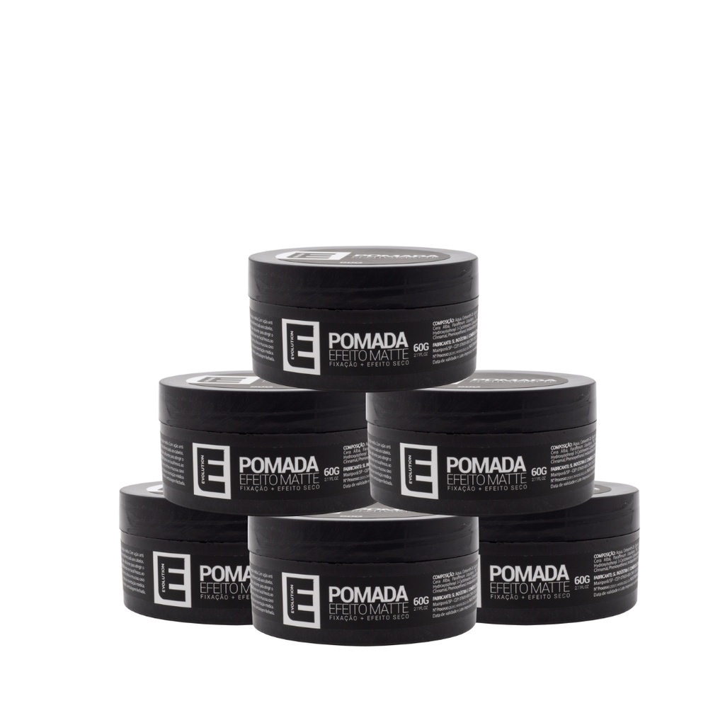 6 Unid pomada Modeladora Efeito Seco Evolution Barber 60gr