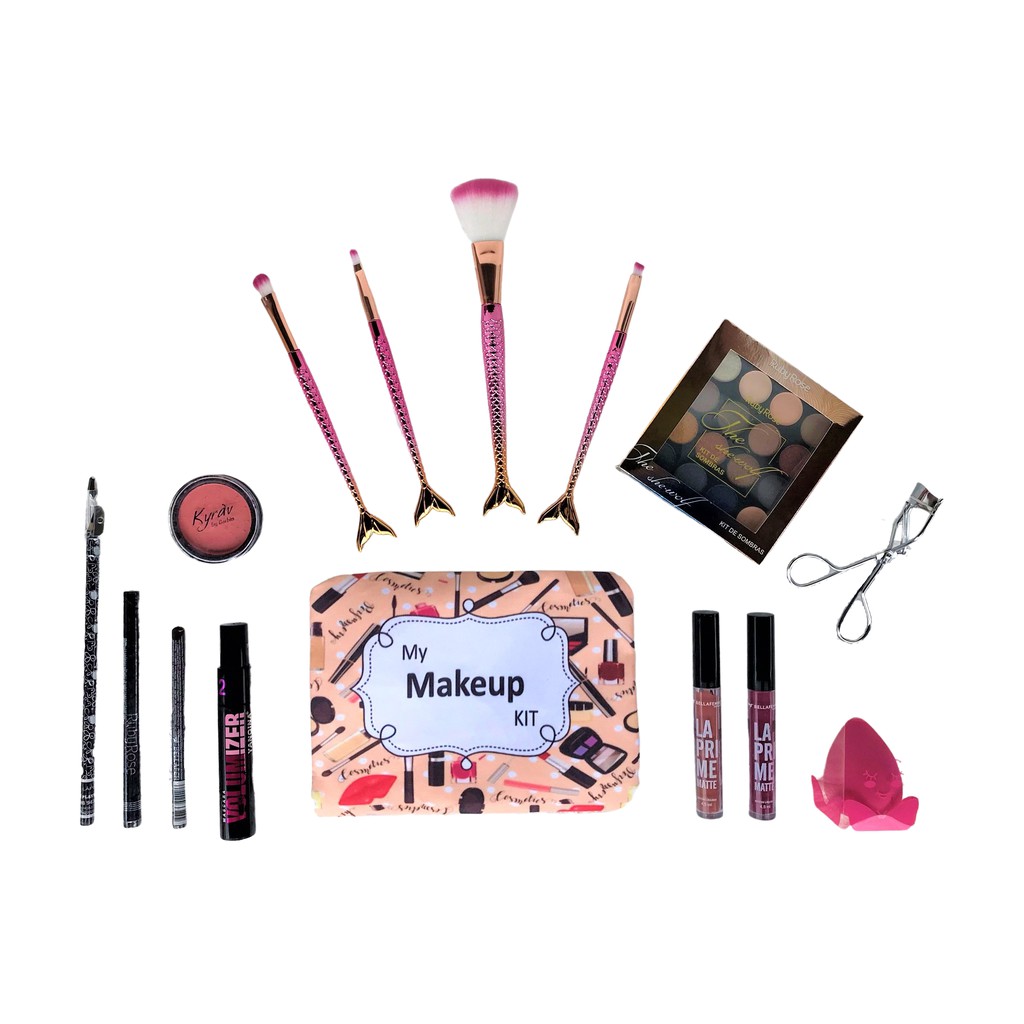 Kit Maquiagem 12 Itens / Maleta De Maquiagem / Kit Make Blogueira / Ruby Rose / Prime Bella / Playboy