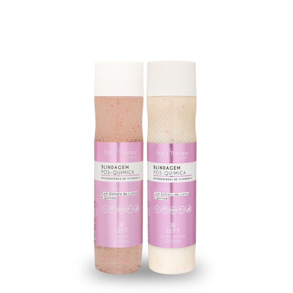 Kit Shampoo + Condicionador Blindagem Pós Química Lichia e Quinoa Fruit Therapy Vegan 2x290ml Cabelo Ressecado