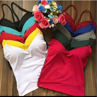 Kit 2 Regata Blusinha Suplex Bojo Decote Feminina Atacado.