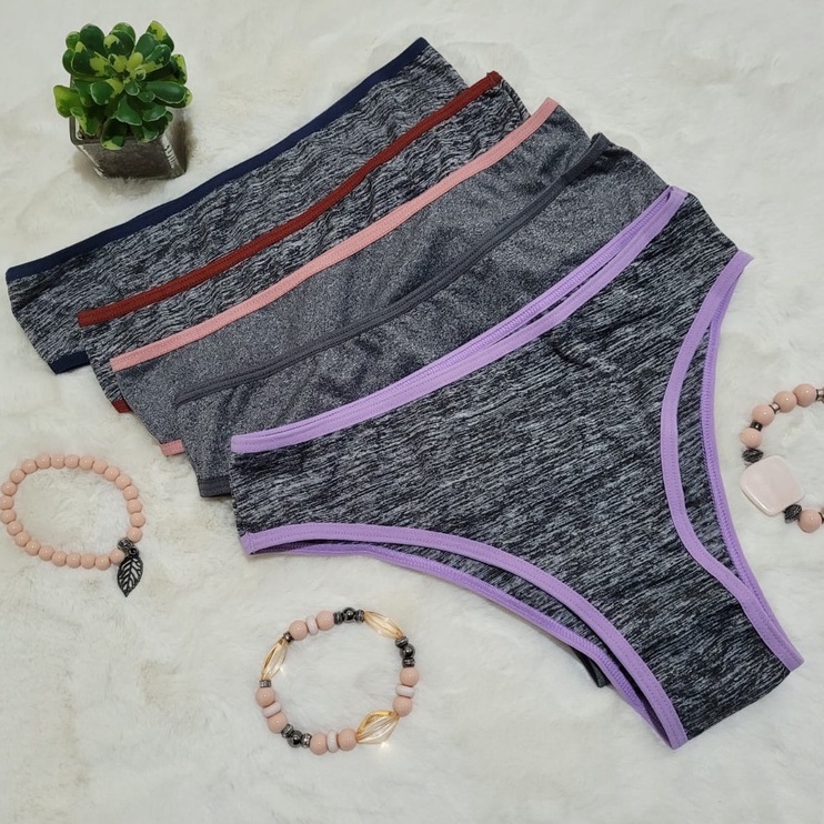 Kit com 5 Calcinha Conforto Mescla Básica Forro 100% Algodão em Oferta na Shopee
