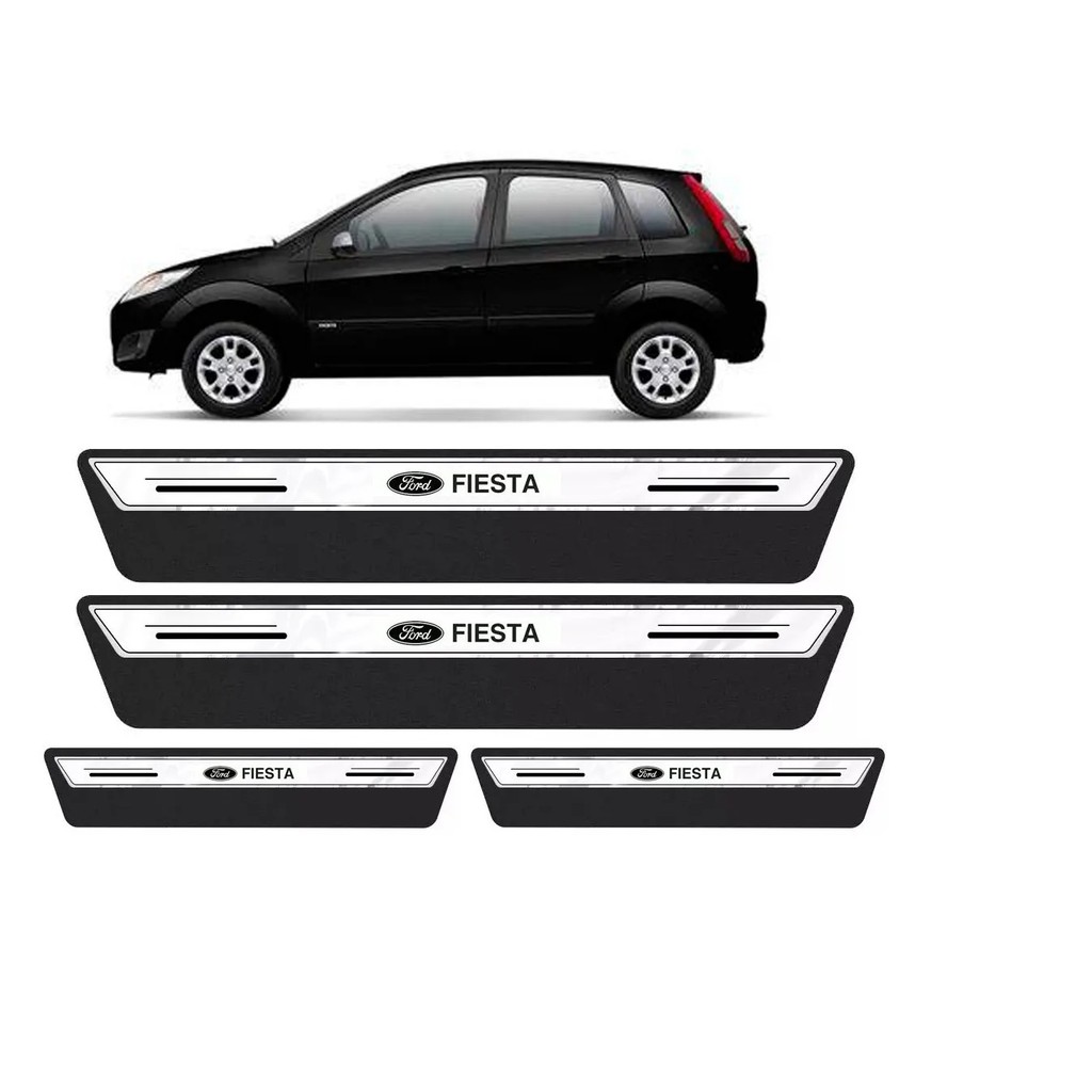 Soleira Protetor Porta Platinum Ford Fiesta 2003 2004 2005 2006 2007 2008 2009 2010 2011 2012 2013 2014 - Prata Imperdível !!!! !!! Aproveite!