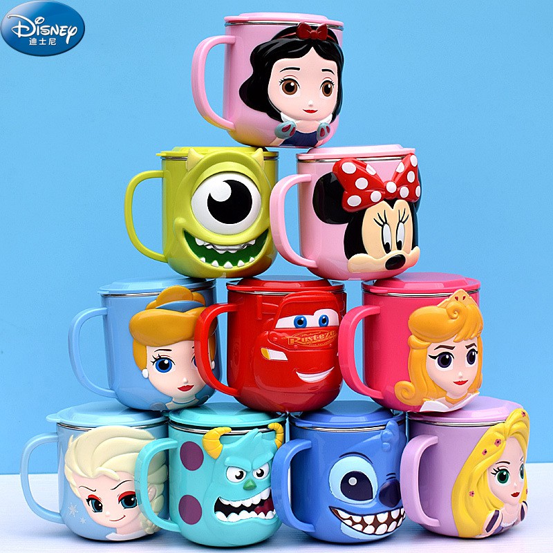 Copo De Água Infantil Disney Aço Inoxidável Com Tampa Utensílios De Bebida Kids Stainless Frozen Elsa Car Rapunzel olaf em Oferta na Shopee