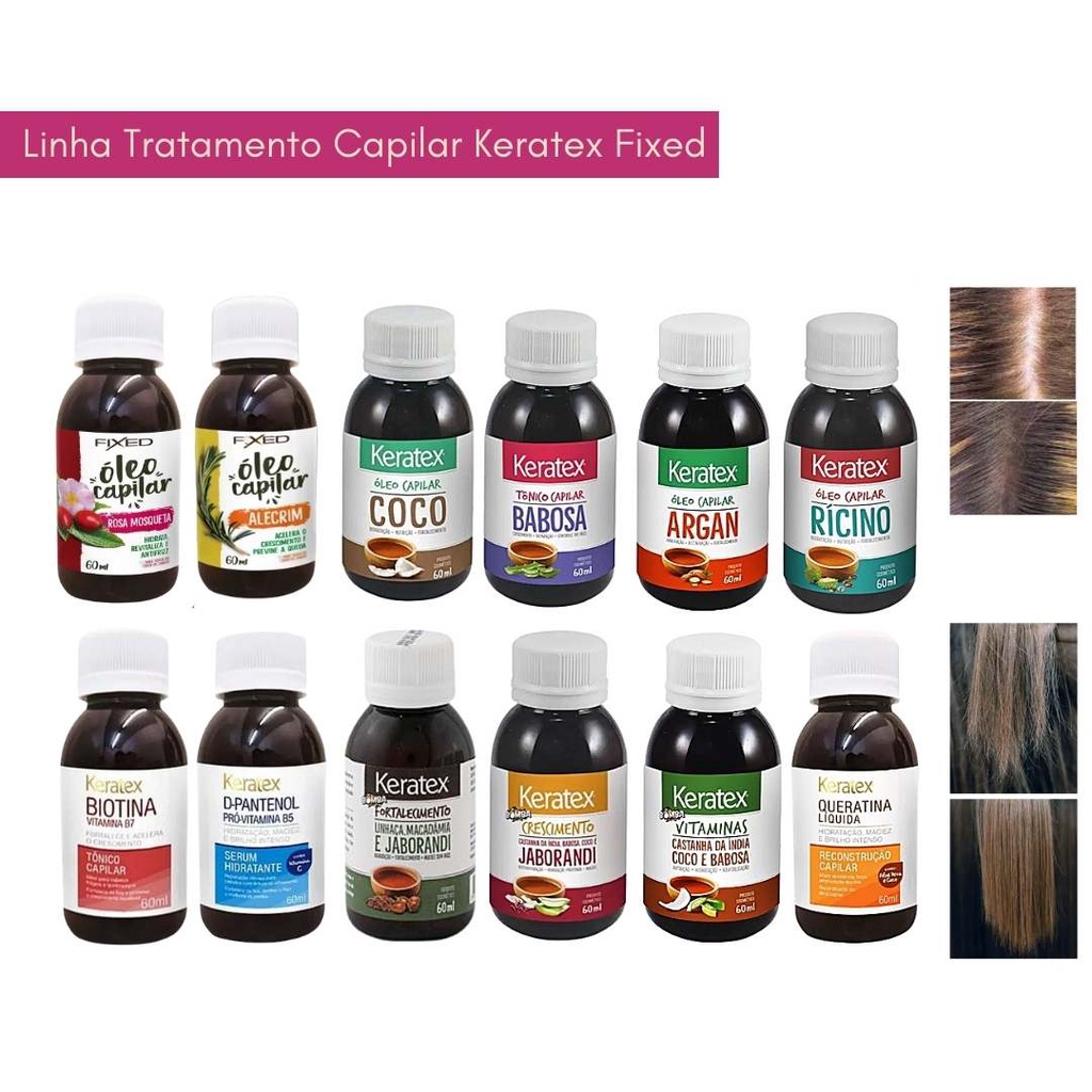 Oleo Tratamento Capilar intenso Keratex/Fixed Crescimento, Fortalecimento e Restauração 60ML em Oferta na Shopee