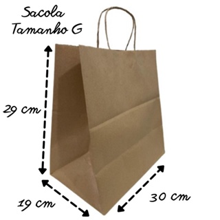 Sacola de Papel Kraft Tamanho G 100 UNIDADES em Oferta na Shopee