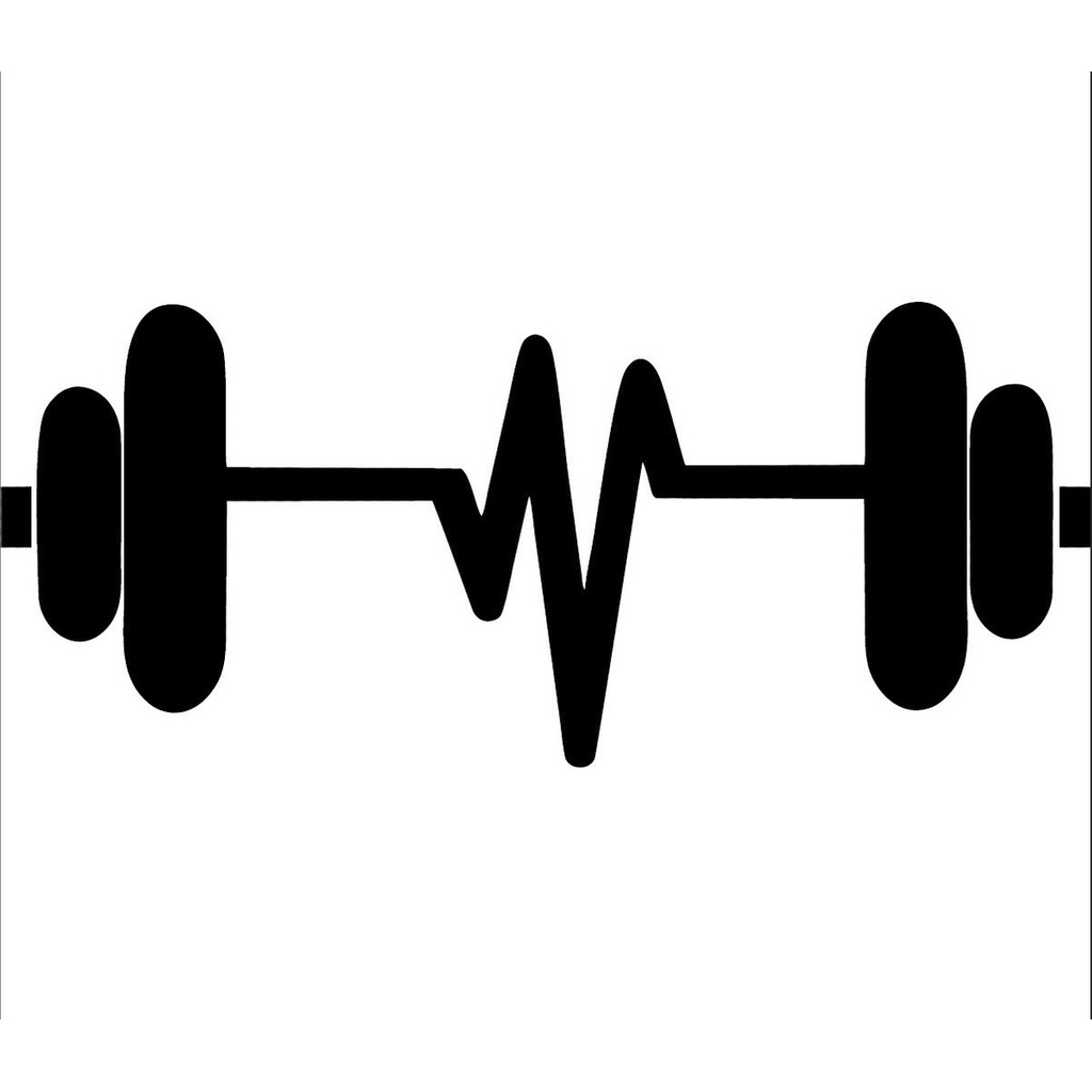 Adesivo De Parede Decorativo Decoração Academia Peso Musculação Fitness Halter Coração Batimento